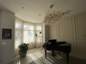 House window with blinds